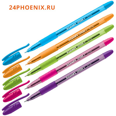 Ручка шариковая 0.7мм "Spark II" синяя, грип, корпус ассорти 31070/50 Tub Luxor {Индия}