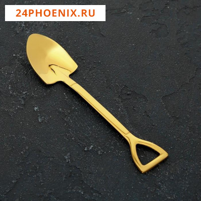 Ложка десертная из нержавеющей стали Magistro «Лопата», h=15,5 см, форма овальная, цвет золотой