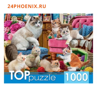 ПазлыTOPpuzzle 1000 дет. Озорные котята ХТП1000-2158, (Рыжий кот)