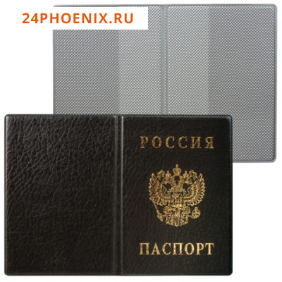 Обложка для паспорта ПВХ с тиснением черная 2203.В-107 ДПС {Россия}