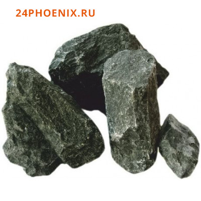 Камень для банных печей "СЕРПЕНТИНИТ" обвалованная фр 70-120, в коробке 20кг.