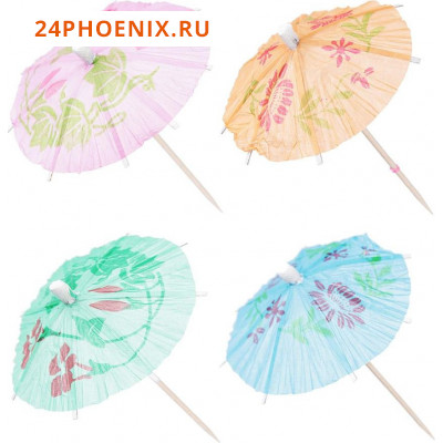 Пики декоративные "Зонтики" 35шт, 100мм, цветные