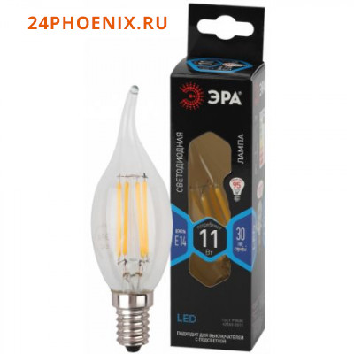 Лампа ЭРА светодиодная BSX-11W-827-Е14 филамент, свеча на ветру /10/100/