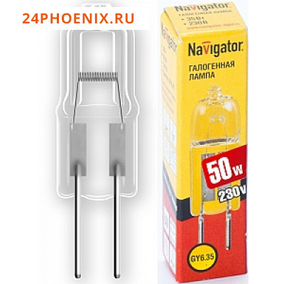 Лампа Navigator 94214 галогеновая JCD 50W clear G6.35 230V 2000h /20/1000/