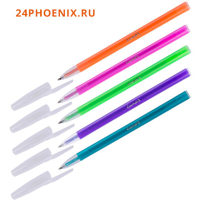 Ручка шариковая масляная "Stick Neon" синяя 1.0мм корпус ассорти 1230/48BX Luxor {Индия}