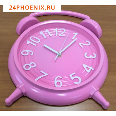 Часы настенные ХК "QUARTZ",  арт.121ТА, плавный ход, розовый, "Будильник" /20/ (шт.)