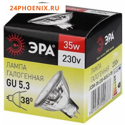 Лампа ЭРА галогенная GU5.3-JCDR-MR16-35W-230V /10/200/