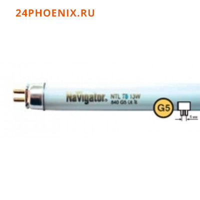 Лампа Navigator люминесцентная T5 13Вт/4000К/D-16мм/L-516,9мм/G5  94108 /10/