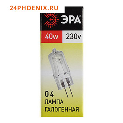 Лампа ЭРА галогенная G4-JCD-40W-230V-Cl прозрачная /10/200/