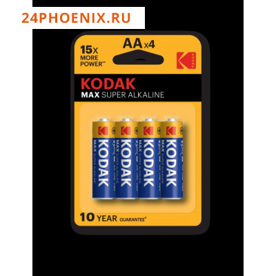 Батарейка Kodak Max LR6 пальчиковая 4шт /20/100/