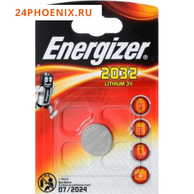 Батарейка Energizer Miniatures Lithium CR2032 FSB4, 1шт./10/