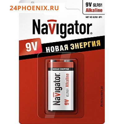Батарейка Navigator 94756 6LR61 9V BP1 крона /10/50/