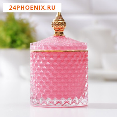 Сахарница стеклянная «Рапунцель», 300 мл, 8,5×13,5 см, с крышкой, цвет розовый