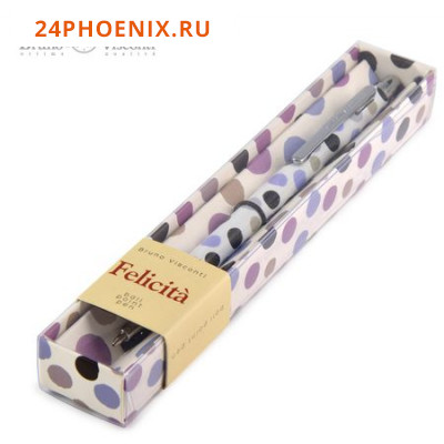 Ручка автоматическая шариковая 0.7мм "Felicita ГОРОШЕК" синяя, металлический корпус, в коробке 20-02