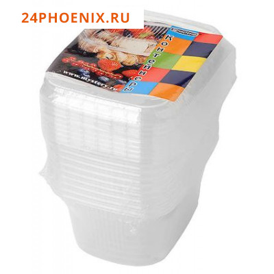 Набор одноразовых контейнеров с крышкой, 250 мл, 10,8×8,2×4,6 см, 10 шт, цвет прозрачный