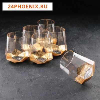 Набор стеклянных стаканов Magistro «Дарио», 450 мл, 10×11,5 см, 6 шт, цвет золотой