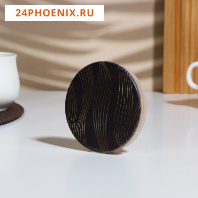 Крышка для банок/чайников/кружек/ёмкостей, бамбук «Геометрия», 8.5 см., силиконовая прокладка