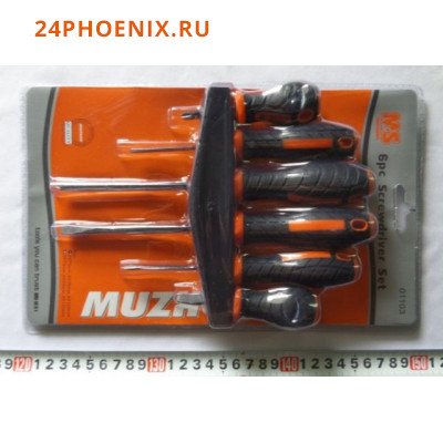 Отвертка набор MUZHOU MS 01106 6шт, на блистере, пласт+мет (672) /60/