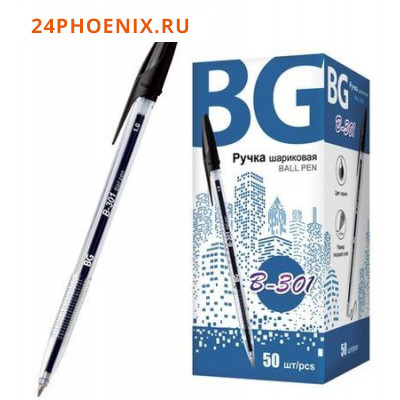 Ручка шариковая "B-301" черная 1.0мм 3858 BG {Китай}