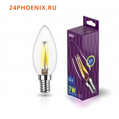 Лампа REV светодиодная Filament C37  7Вт/2.7К/E14/свеча 32486 /10/