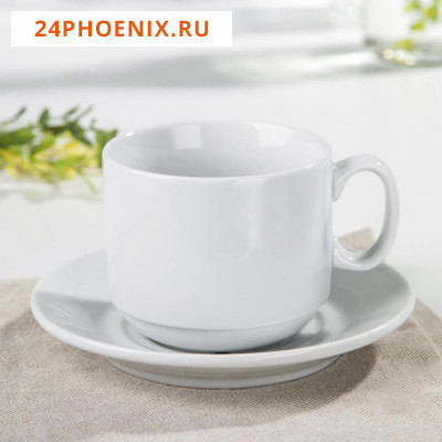 Чайная пара «Экспресс»: чашка 220 мл, блюдце d=14 см, цвет белый