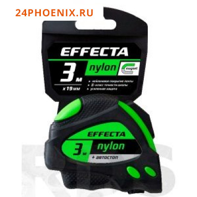 Рулетка Effecta Nylon -3м/19 мм с магнитом, автостопом, лентой нейлон /12/120/