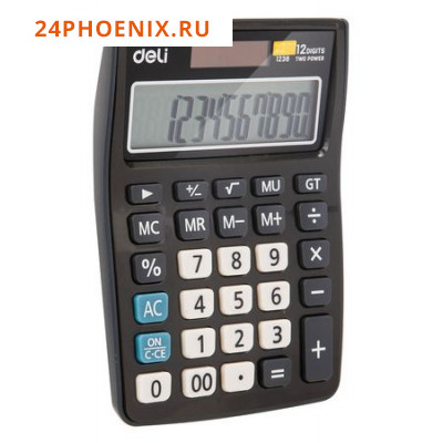 Калькулятор 12 разрядов E1238black черный (1003509) Deli {Китай}