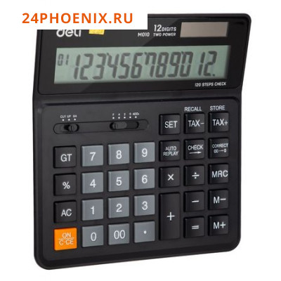 Калькулятор 12 разрядов EM01020 черный (1155285) Deli {Китай}