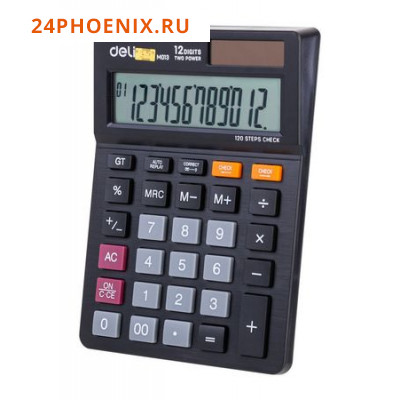 Калькулятор 12 разрядов EM01320 черный (1187623) Deli {Китай}