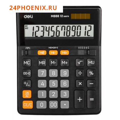 Калькулятор 12 разрядов EM888 черный (1423020) Deli {Китай}