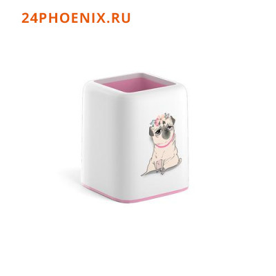 Подставка для пишущих принадлежностей 55846 Forte Chilling Dog белый с розовой пастельной вставкой E