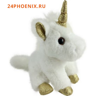 МягкаяИгрушка Единорог (15см, белый с золотыми копытами, ушками и рогом) M095, (Chuzhou Greenery Toy