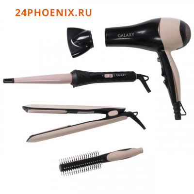 Набор для укладки волос GALAXY GL-4721 фен,шипцы,плойка. /10/