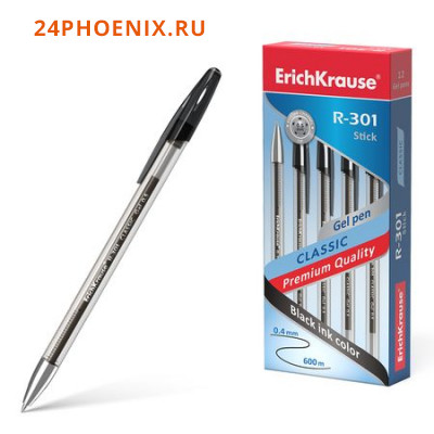 Ручка гелевая R-301 Classic Gel Stick 0.5мм черная 53347 Erich Krause {Китай}