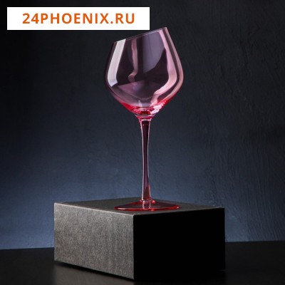 Бокал стеклянный для вина Magistro «Иллюзия», 550 мл, 10×24 см, цвет розовый
