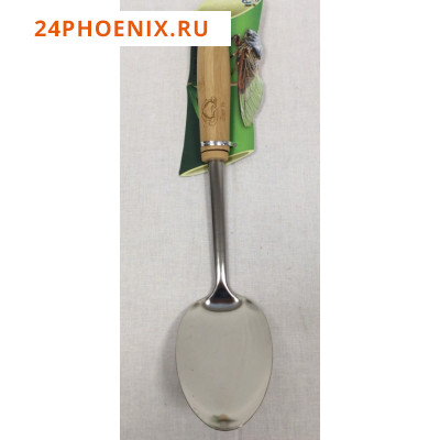 Ложка разливательная Zhen Ye из нержавеющей стали с прорезями, деревянной ручкой, DY-G4122 /240/ (шт