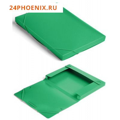 Папка-короб на резинке А4 -BA25/05GRN пластиковый 0,5мм зеленый, корешок 25мм (816202) Бюрократ {Рос