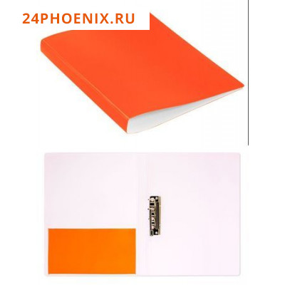 Папка с боковым зажимом пластиковая Double Neon DNE07СOR 0.7мм оранжевая с карманом (1131690) Бюрокр