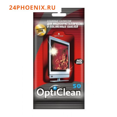 Салфетки влажные OptiClean №50 для экранов всех типов 72015 /20/