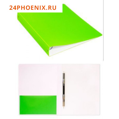 Папка скоросшиватель пластиковая с карманом Double Neon DNE07PLETT 0.7мм салатовая (1131632) Бюрокра