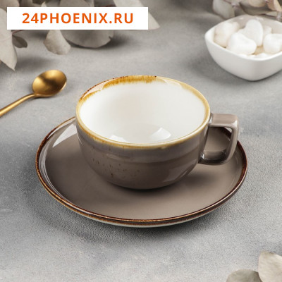 Чайная пара Magistro «Церера», чашка 250 мл, блюдце d=16,3 см, цвет коричневый