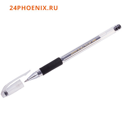 Ручка гелевая "Hi-Jell Grip" 0.5мм черная, грип HJR-500R Crown {Корея}