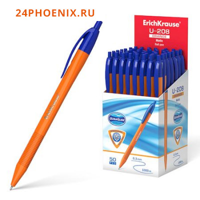 Ручка автоматическая шариковая Ultra Glide Technology U-208 Orange Matic 1.0мм синяя 47587 Erich Kra