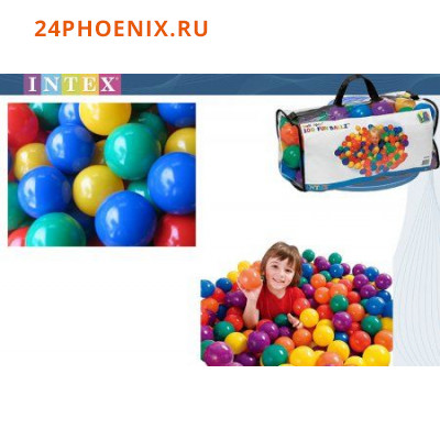 Набор пластиковых мячей для игровых центров 100шт, d6,5см, от 3 лет INTEX 49602 /6/