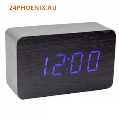 Часы настольные электронные ХК, дата, термометр, батарейка тип R03*3шт, синие, арт. №2620 /60/ (шт.)
