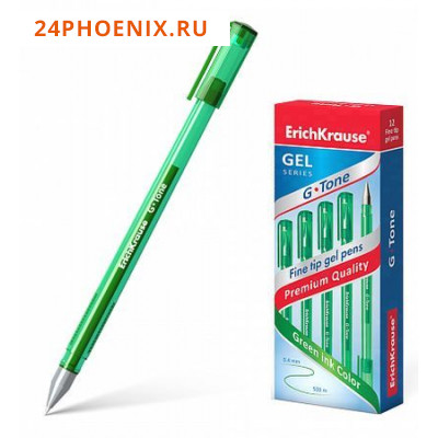 Ручка гелевая G-TONE 0.5мм зеленая 39016 Erich Krause {Китай}