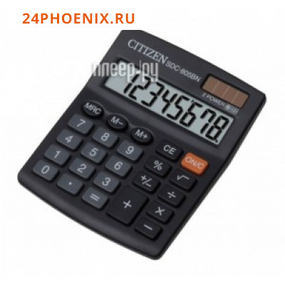 Калькулятор  8 разрядов CITIZEN SDC-805BN 2 питания 25х102х124 мм CITIZEN {Филиппины}
