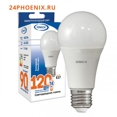 Лампа IONICH светодиодная А60-18W/6500K/Е27 1616 /10/50/