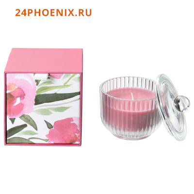 Ароматическая свеча в стакане, Пион/розовый9 см