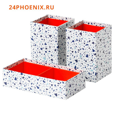 Набор коробок, 3 шт., красный/мозаичный орнамент